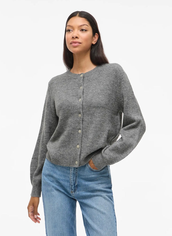 Gladys o-neck knit cardigan Grå
