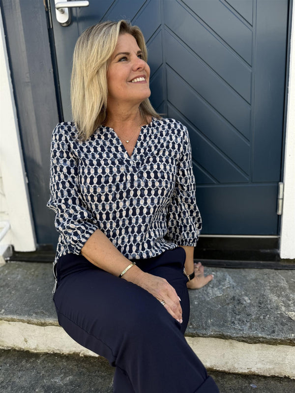 Adney- blouse Blå/Beige/Lysblå/Offwhite