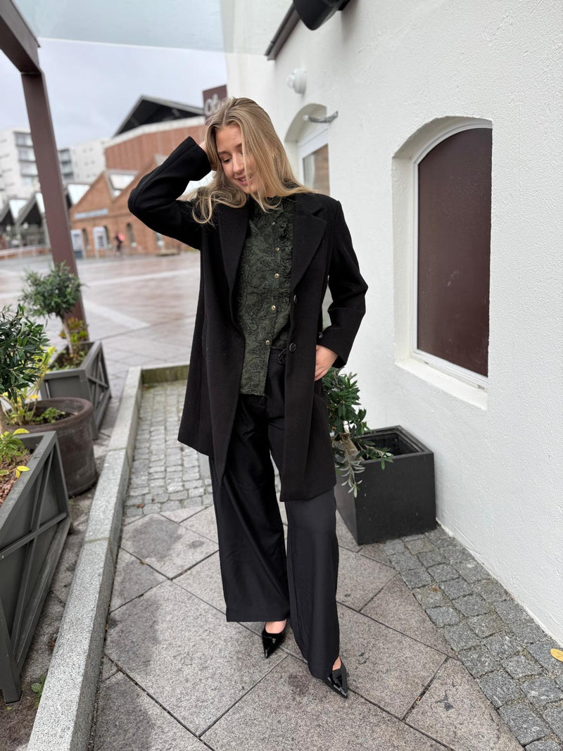 MOLIN BLOUSE Mørkegrønn Med Sort Mønster