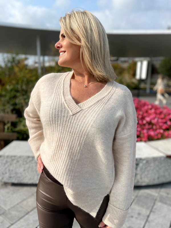 Moto pullover Beige Melert