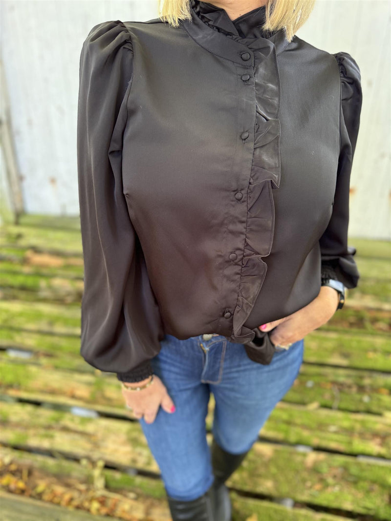 LUTTO FRILL SHIRT Sort