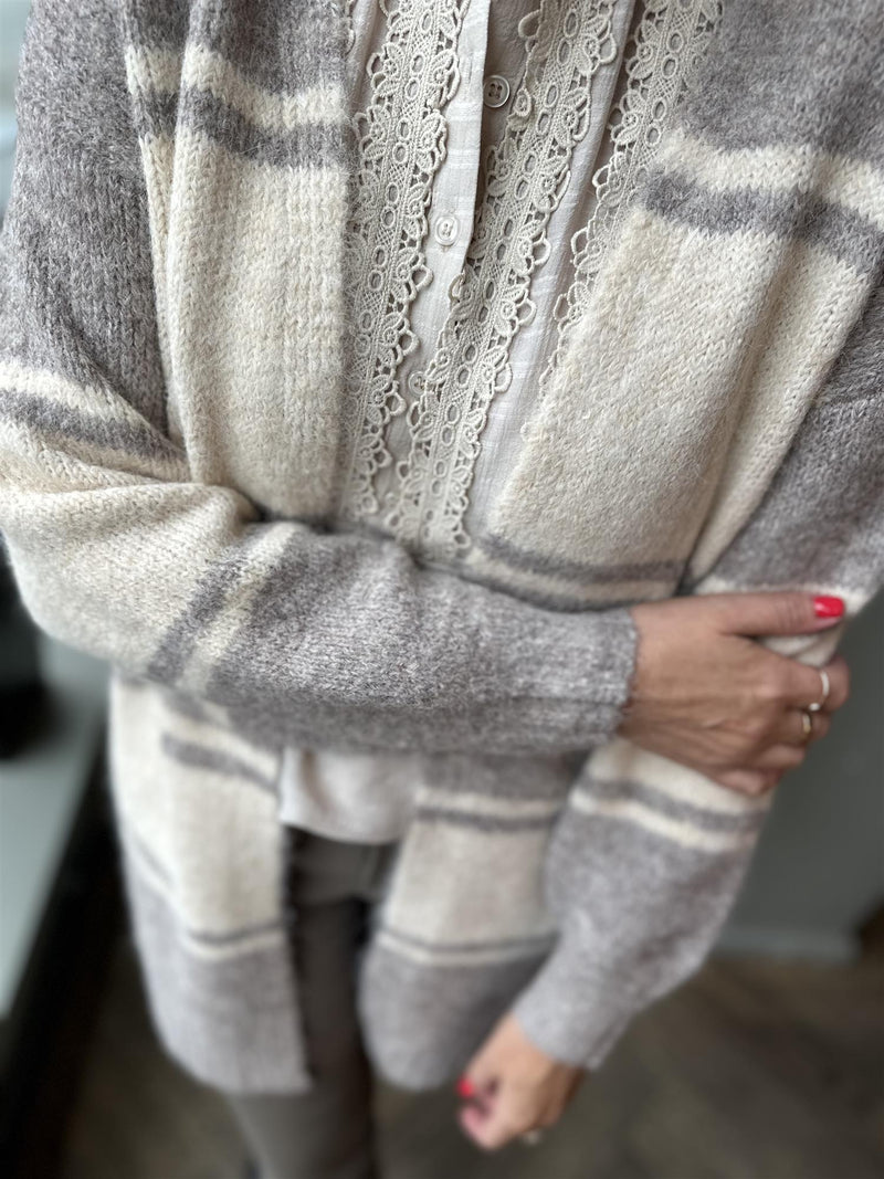 LOUISA CARDIGAN Beige Striper