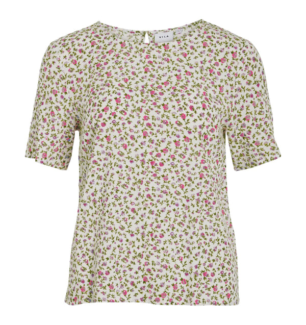 vigreis s/s top Beige Med Blomster