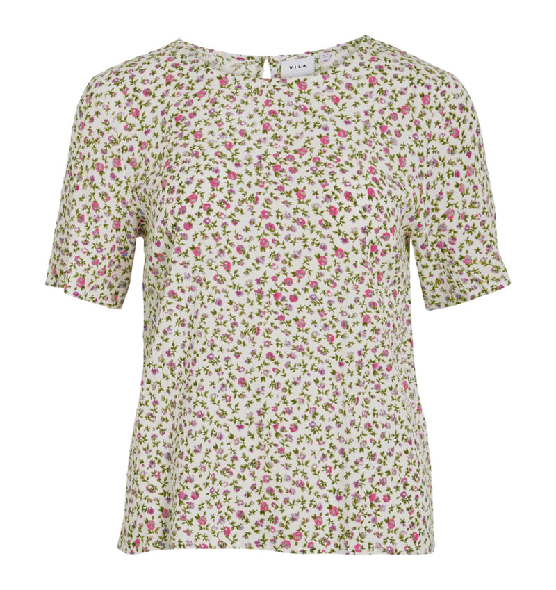 vigreis s/s top Beige Med Blomster