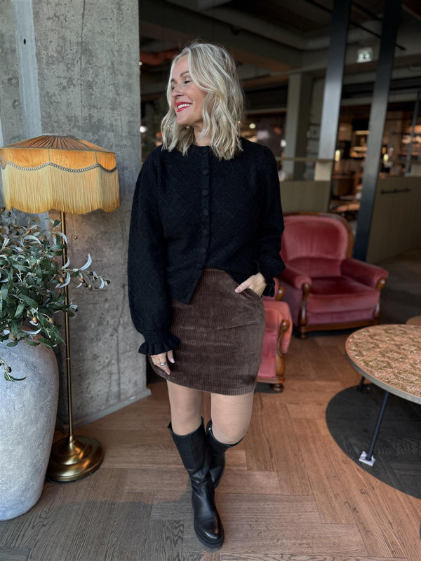 YASTHELMA LS WOOL BLEND KNIT CARDIGAN Sort