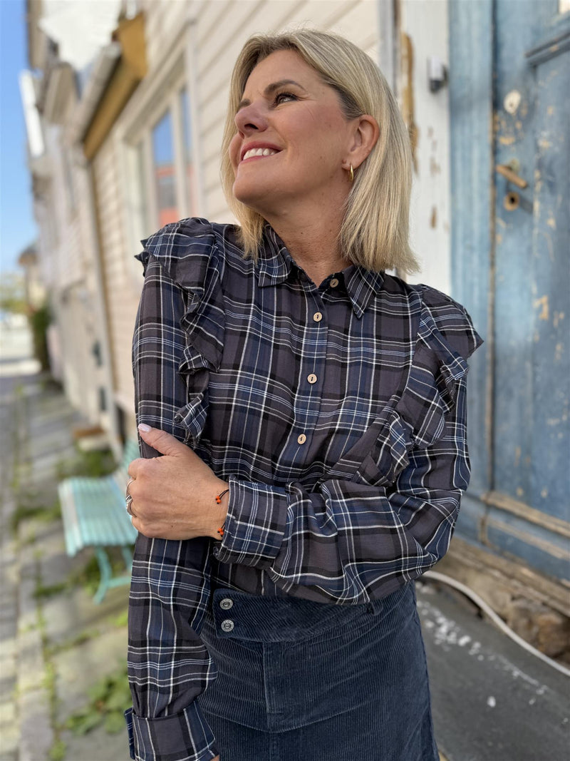 Milly Check Retroblå Med Mønster