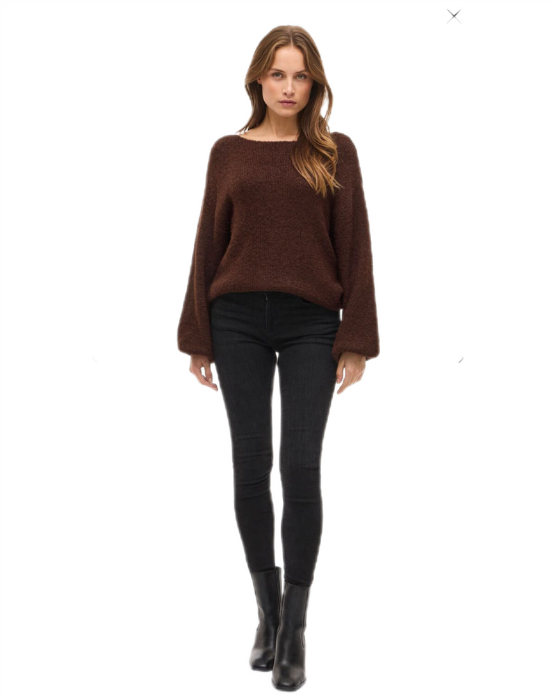 MARLEY KNIT PULLOVER Mørkebrun