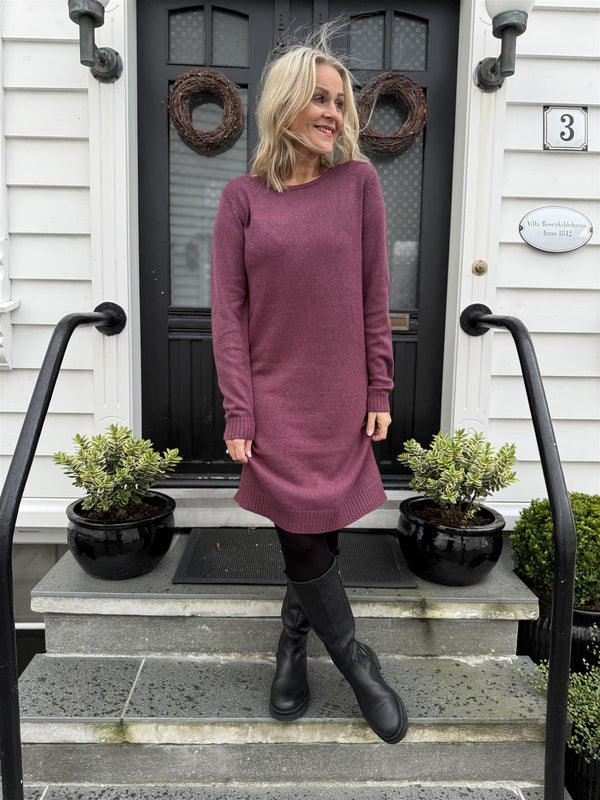 Viril L/S Knit Dress Burgunder