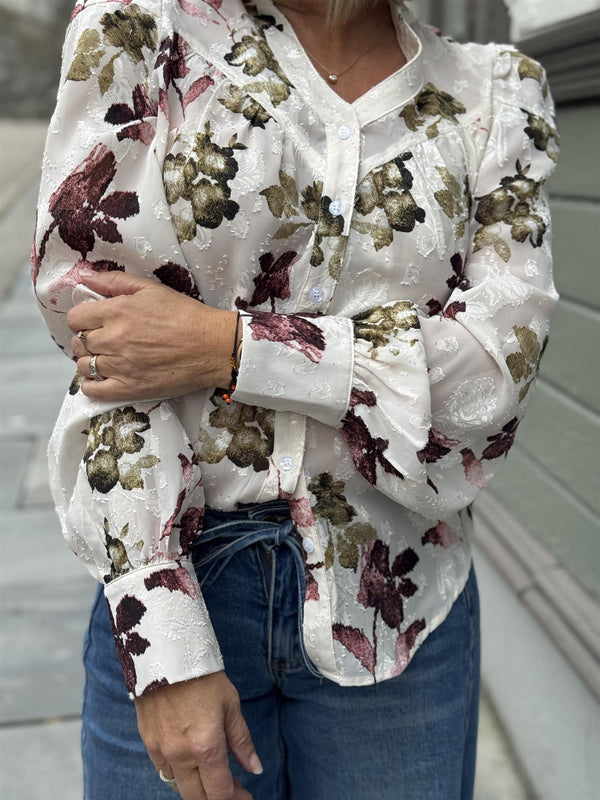 Olivia Flower Beige Med Mønster