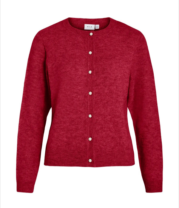 Salsa O-Neck Knit Cardigan Rød