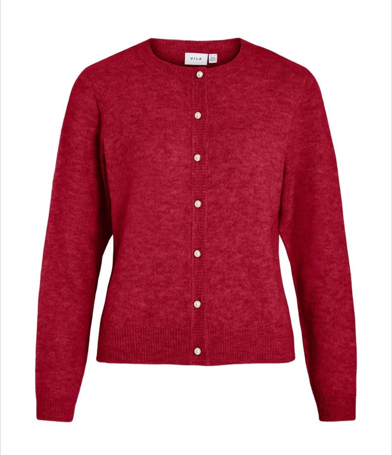 Salsa O-Neck Knit Cardigan Rød