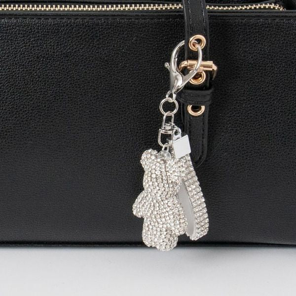 KEY RING BAMSE Sort Med Sølv Glitter