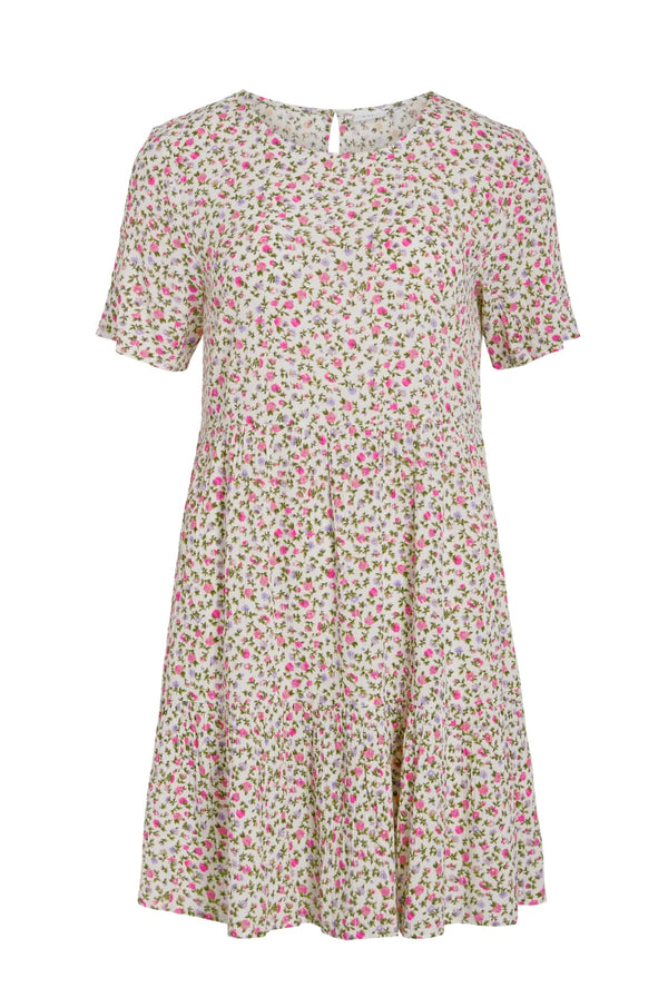 VIGREIS DRESS Offwhite Med Rosa Blomster
