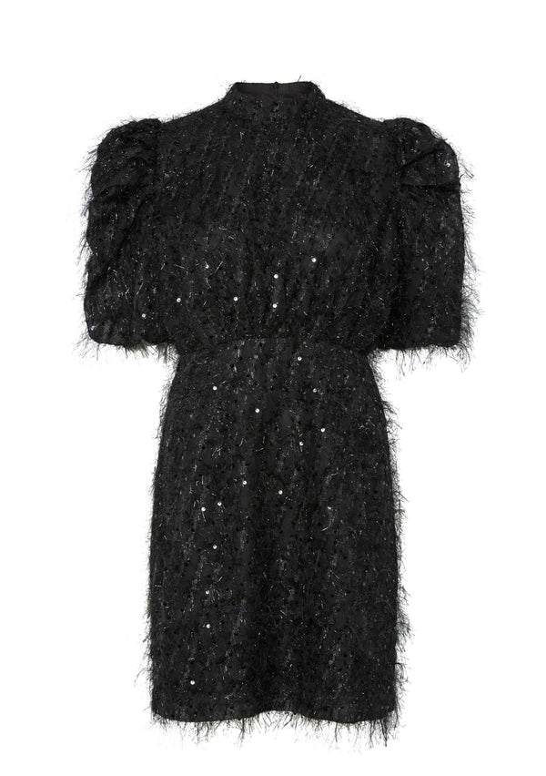 Silza Sequin Dress Sort Med Sølv Glitter