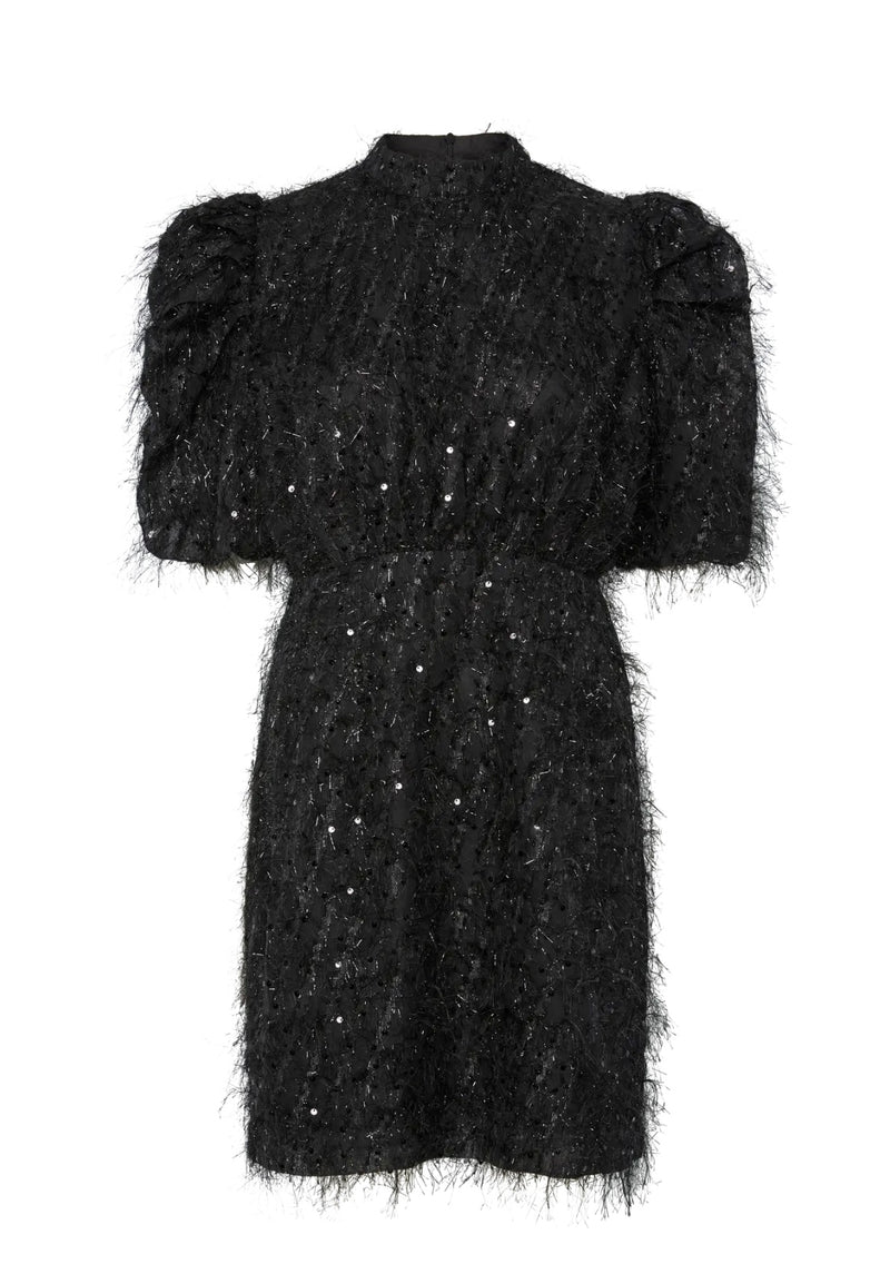 Silza Sequin Dress Sort Med Sølv Glitter