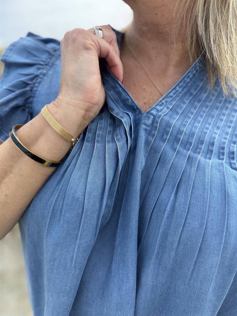 Gemala-M bluse Medium Jeansblå