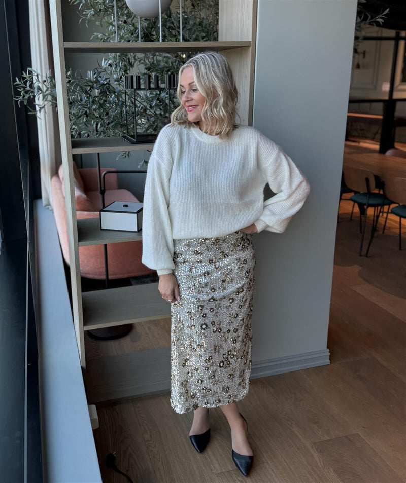 MSCH MAGNOLIA SKIRT Sort Med Sølv Glitter