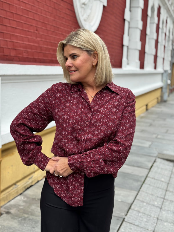 Lovy-shirt Burgunder Med Mønster