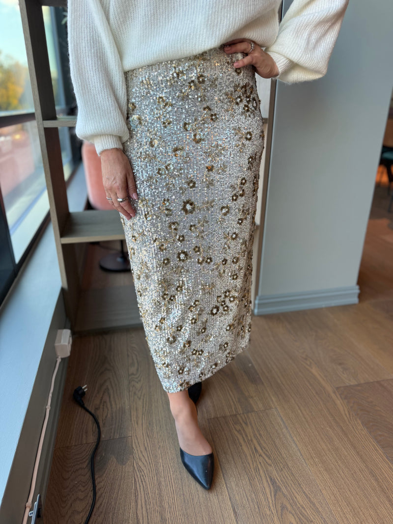 MSCH MAGNOLIA SKIRT Sort Med Sølv Glitter