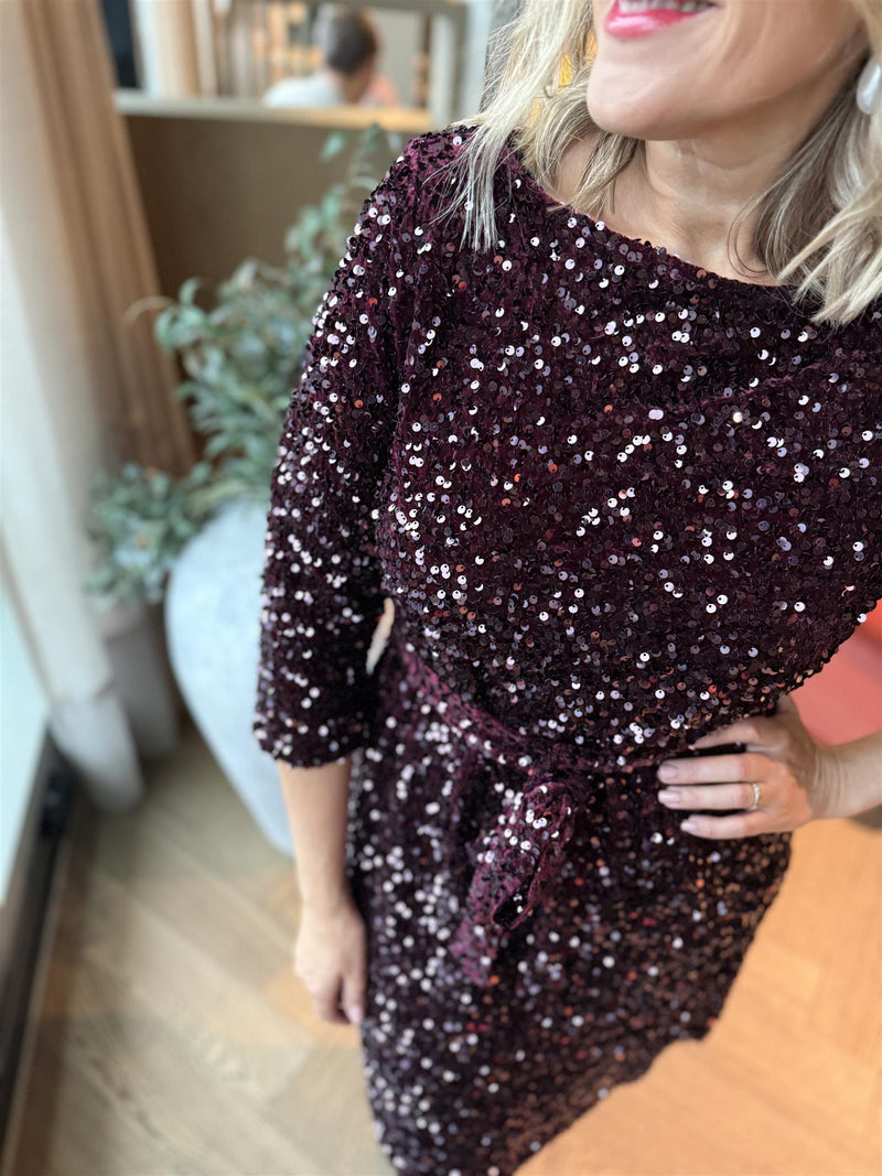 FAITH BOATNECK DRESS Burgunder