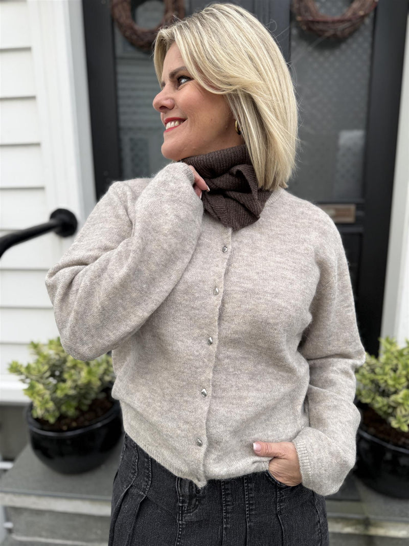 KELLSEY CARDIGAN Varm Lysgrå Melert