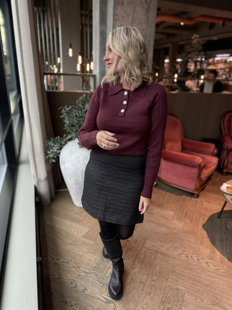 Rimme Skirt Sort Med Sølv Glitter