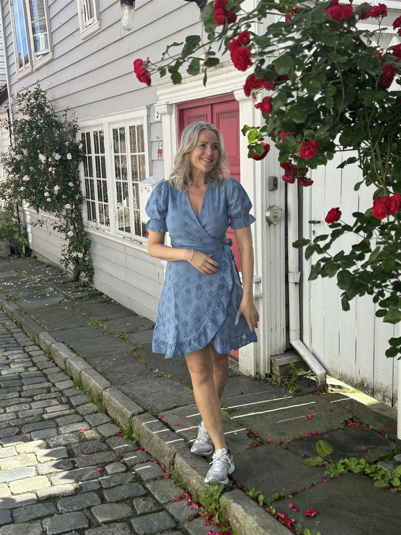 visula s/s short wrap dress Jeansblå