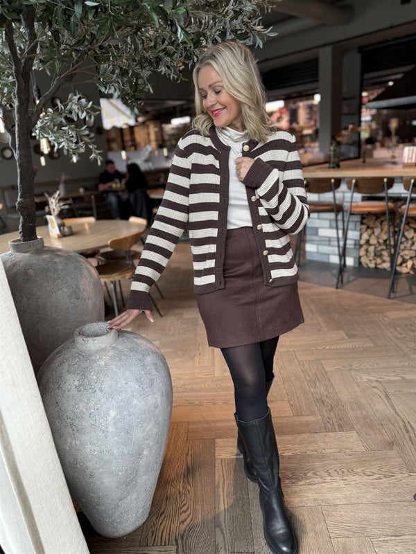 Sironi LS knit cardigan Sjokolade Brun