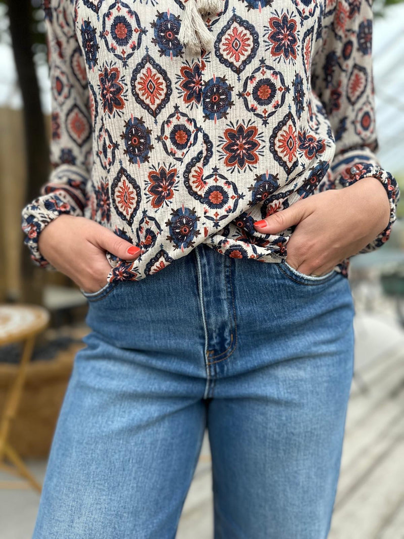Nomes blouse Beige Med Mønster