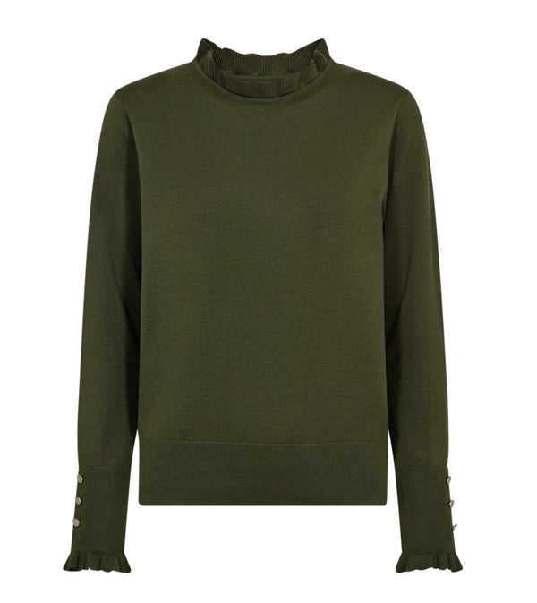Katie Pullover Frill Flaskegrønn