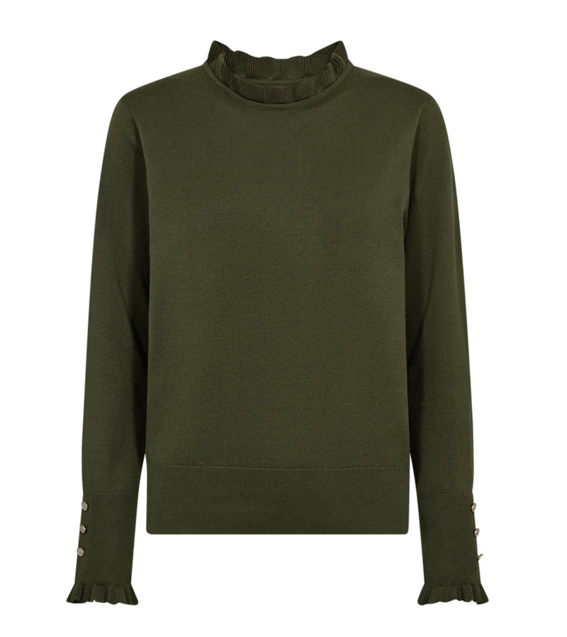 Katie Pullover Frill Flaskegrønn