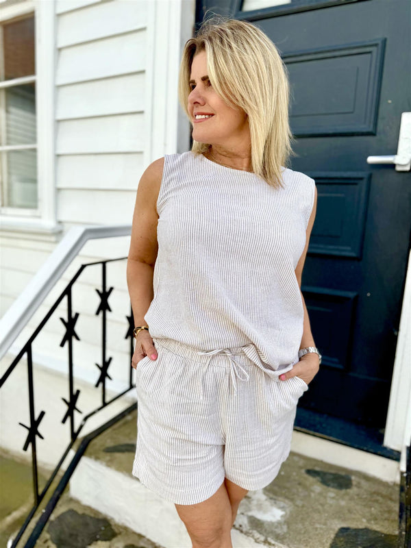 LAVISCO TOP Hvite Med Beige Striper