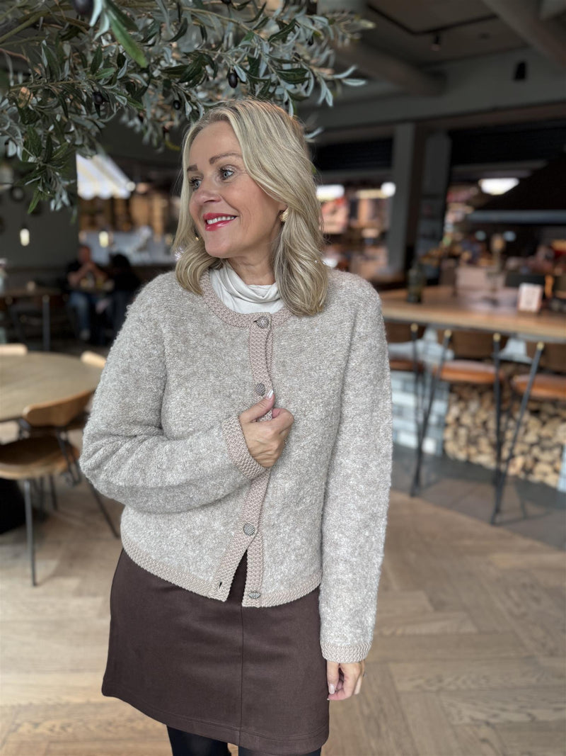 Grschrista cardigan Beige Melert