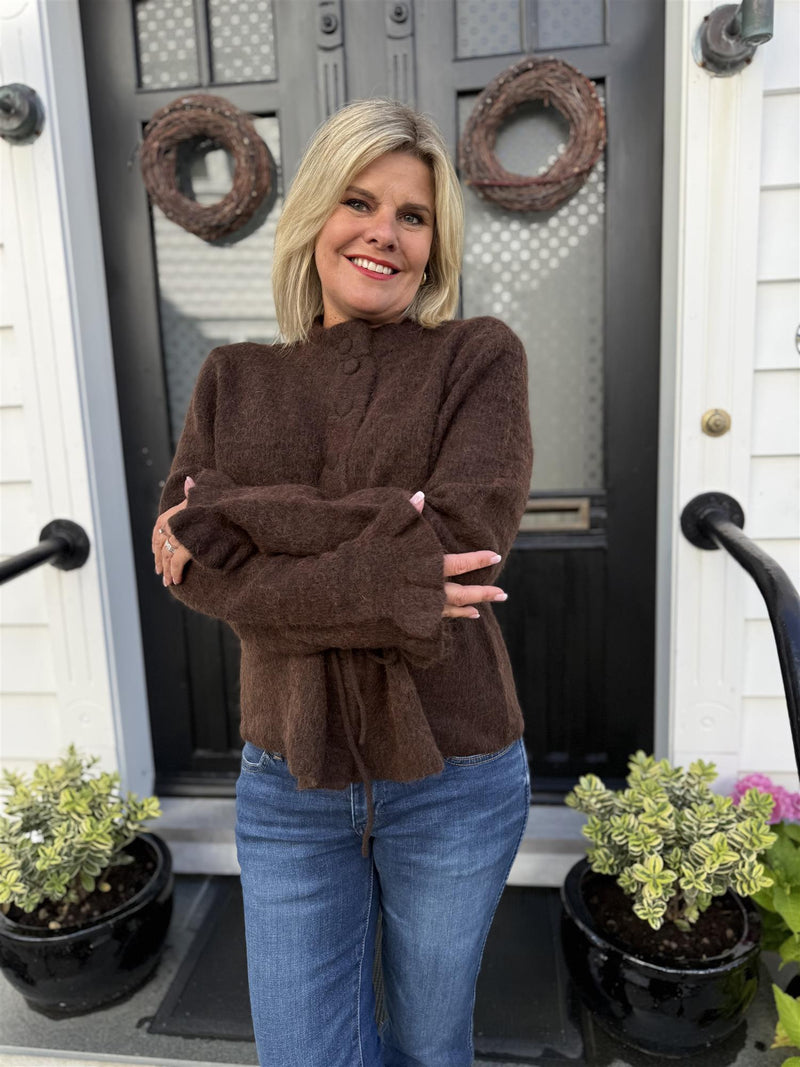 yasthellis knit cardigan s. Mørkebrun Melert