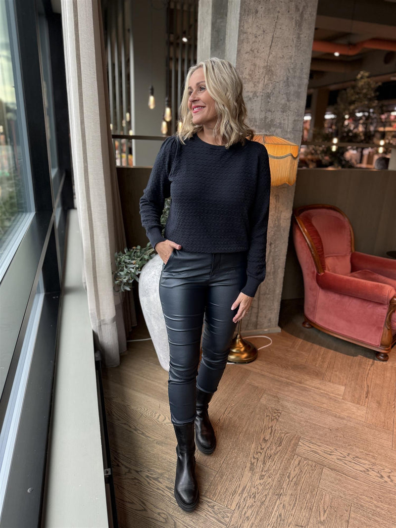 DODO PULLOVER MED MØNSTER OG PUFF Mørk Blå