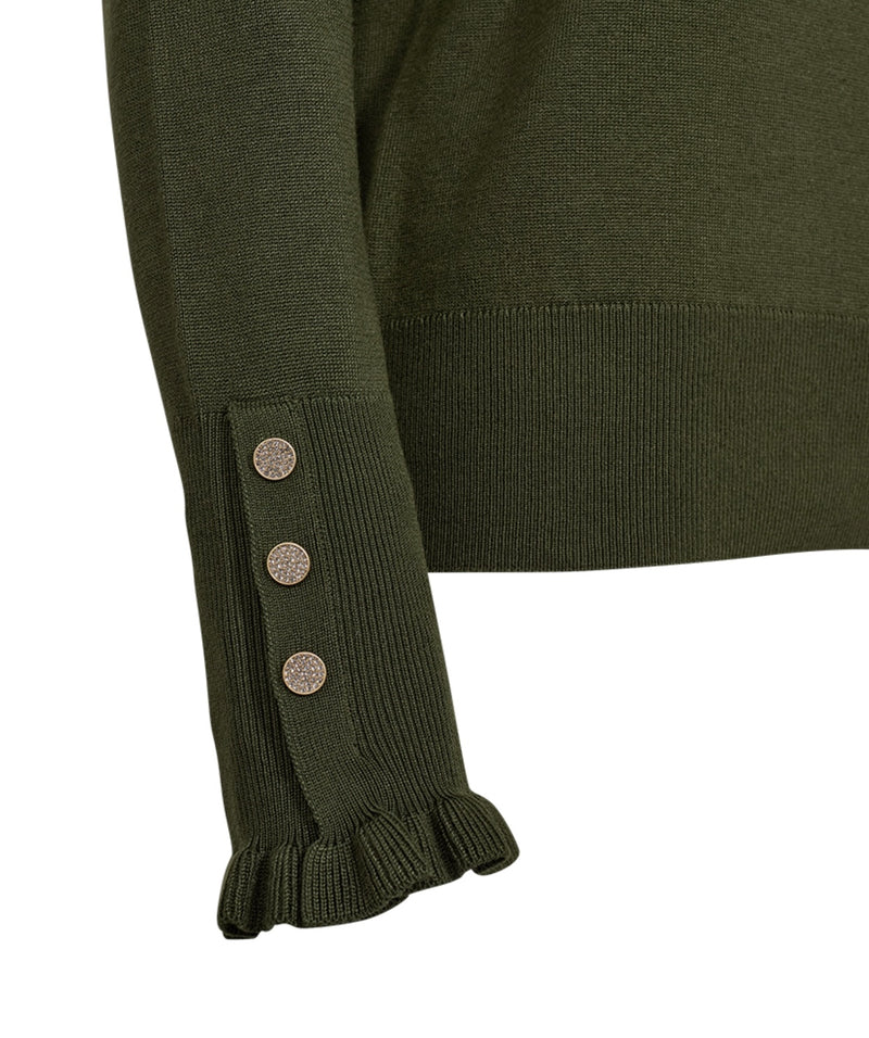 Katie Pullover Frill Flaskegrønn