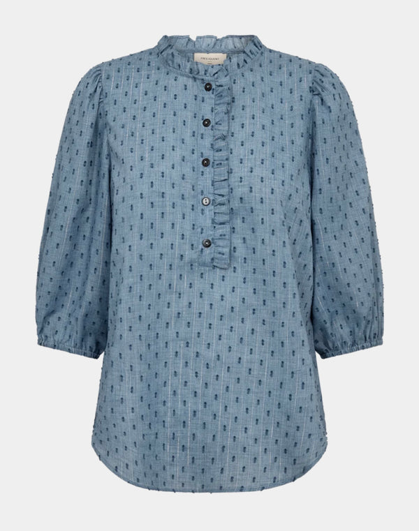 DINA BLOUSE Mellomblå