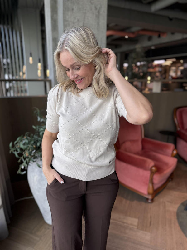 Dodo pullover kort arm Lys Beige