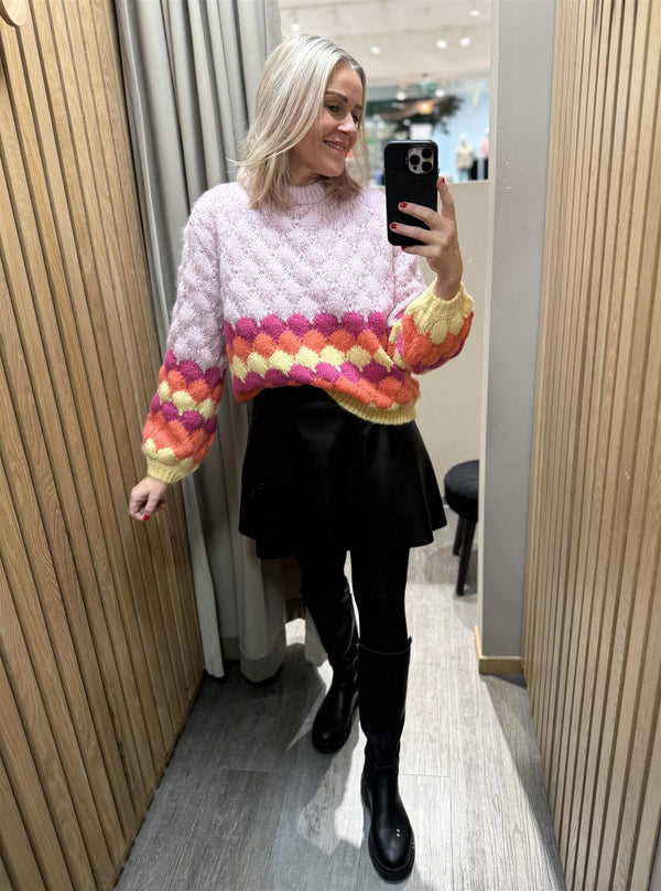 GITTA BUBBLE KNIT TOP Multicolor (Rosa)