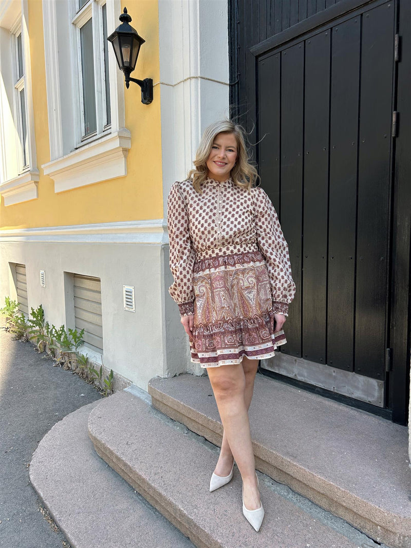 LYRIDA SHORT DRESS Beige/Brun/Lilla