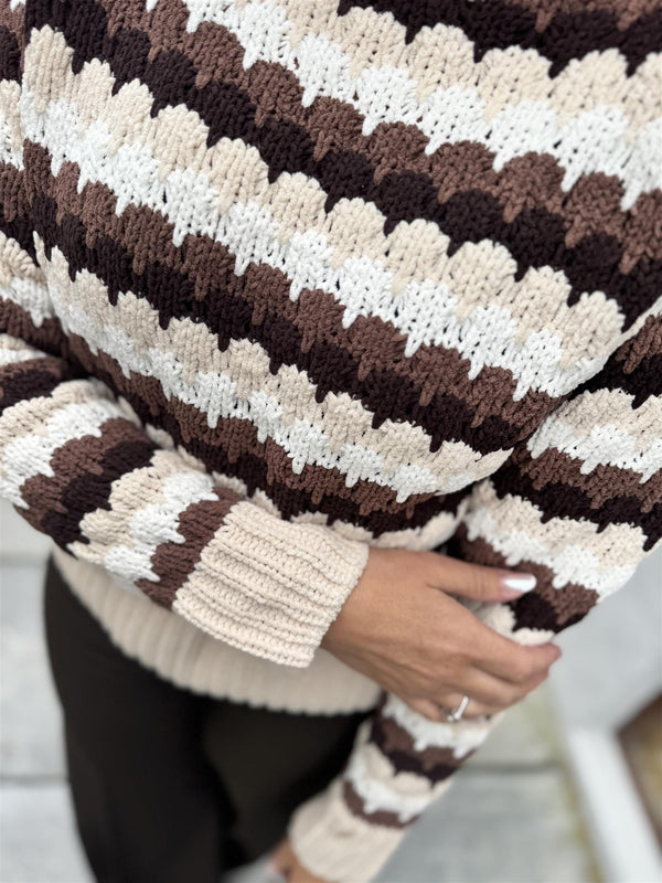Nezzy-pullover Brun M/Striper