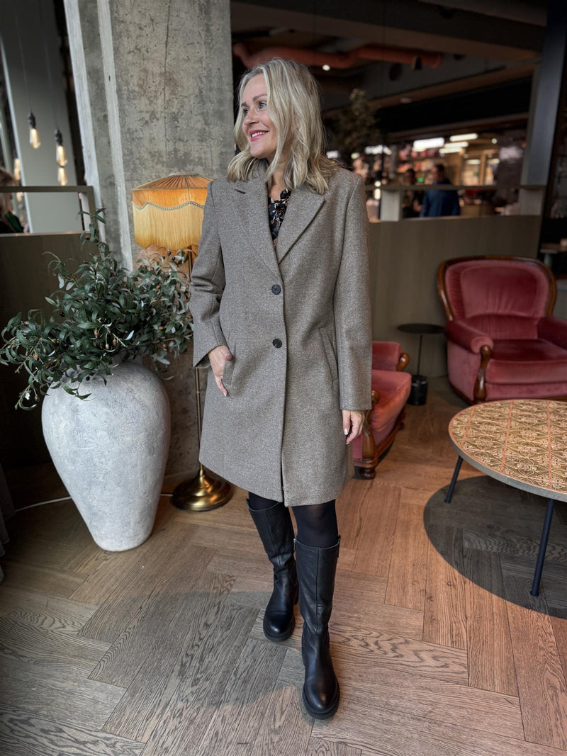CLAUDIA BUTTON COAT Brun Melert