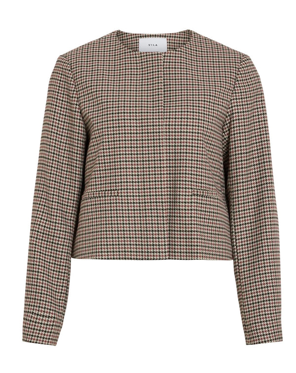 ENILLA L/S BLAZER JACKET Hundetann Mønster I Brunt/Beige
