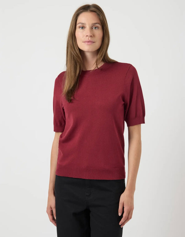 LENA KNIT PULLOVER Mørk Bringebær