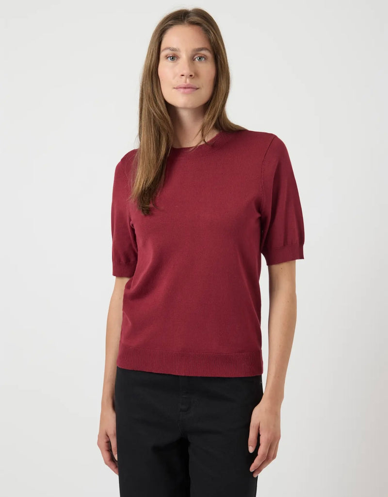 LENA KNIT PULLOVER Mørk Bringebær