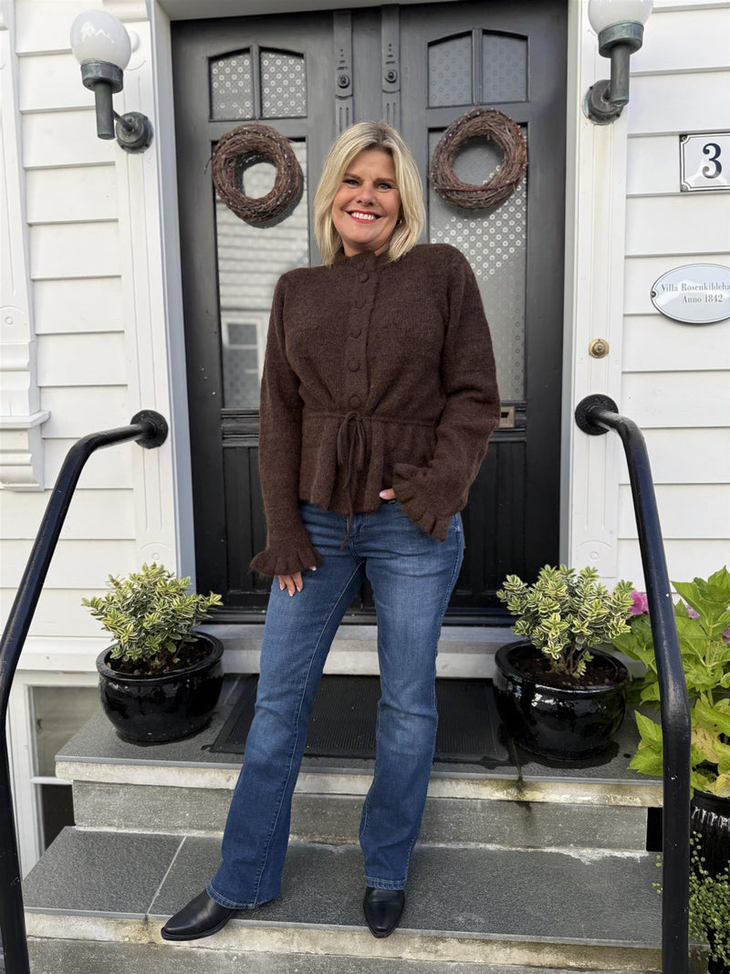 yasthellis knit cardigan s. Mørkebrun Melert