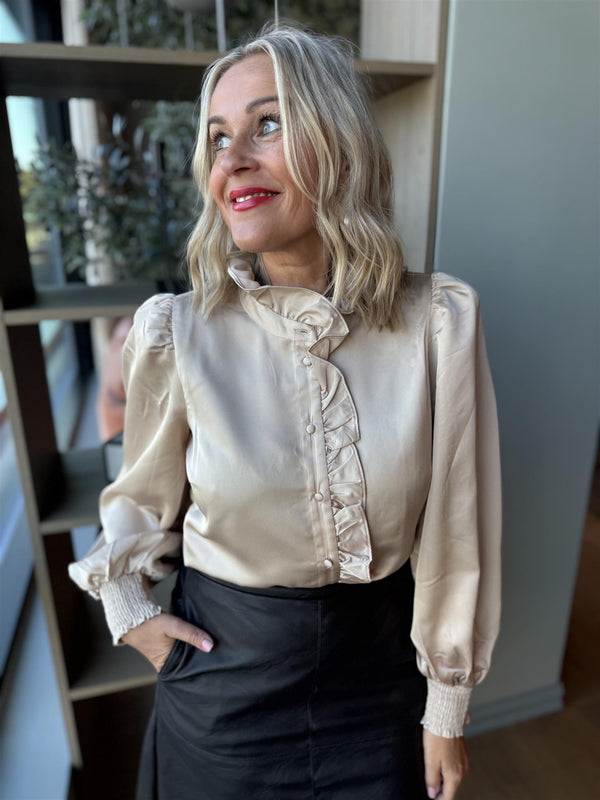 LUTTO L/S FRILL SHIRT Champagne