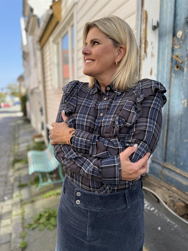 Milly Check Retroblå Med Mønster