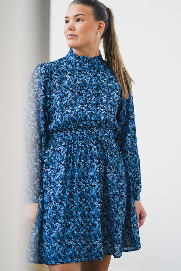 ASTRID DRESS Mørkeblå M Blomsterprint