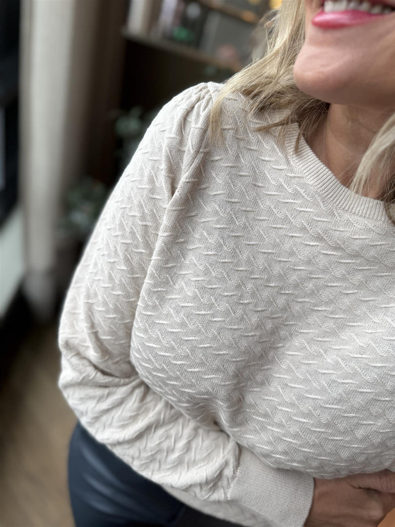 DODO PULLOVER MED MØNSTER OG PUFF Beige